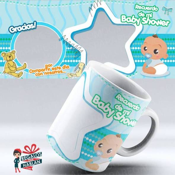 Baby Shower Mug-Tasse: Bébé arrive- Petit Ours Bleu